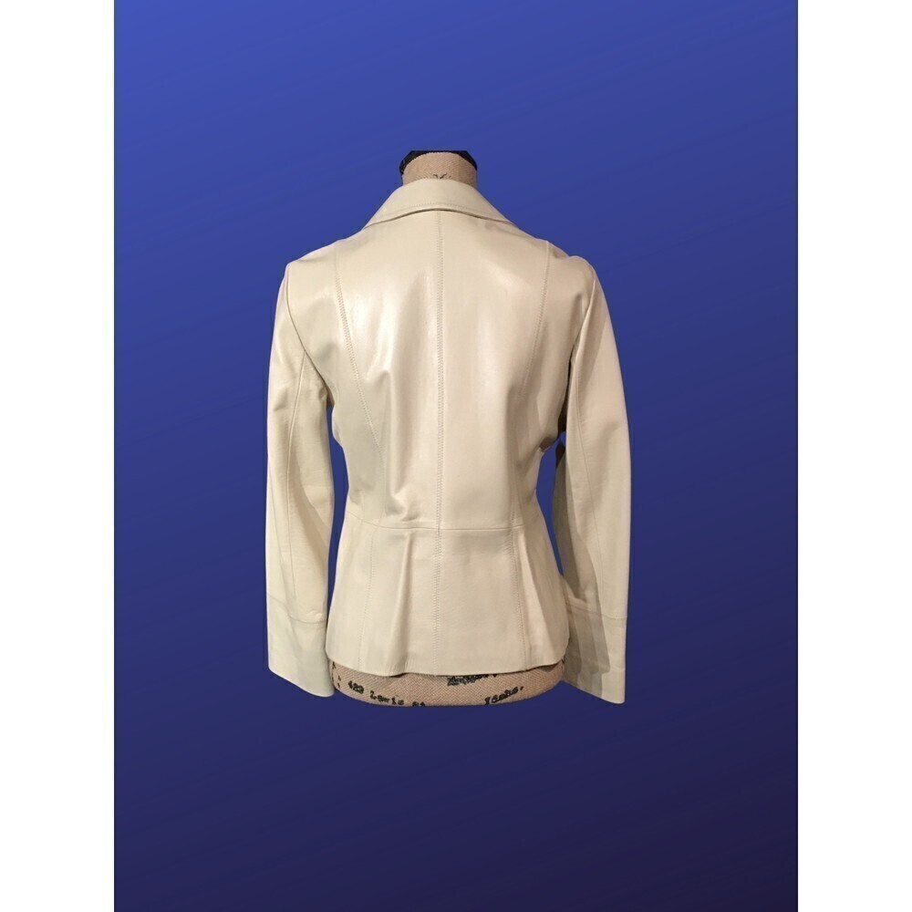 Sigrid Olsen 100% Leather Blazer Jacket, Bone Bei… - image 2